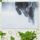 黒いドイツの羊飼い雪ダベットカバー キッチンタオル (折り畳み)