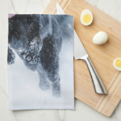 黒いドイツの羊飼い雪ダベットカバー キッチンタオル (四つ折り)