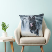 黒いドイツの羊飼い雪ダベットカバー クッション (椅子)