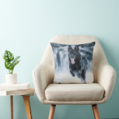 黒いドイツの羊飼い雪ダベットカバー クッション (椅子)