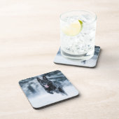 黒いドイツの羊飼い雪ダベットカバー コースター (右側)