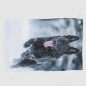 黒いドイツの羊飼い雪ダベットカバー ゴルフタオル (横)
