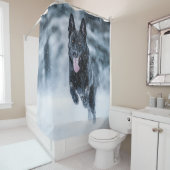 黒いドイツの羊飼い雪ダベットカバー シャワーカーテン (インサイチュ)