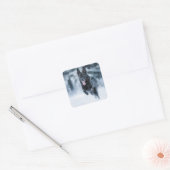 黒いドイツの羊飼い雪ダベットカバー スクエアシール (封筒)