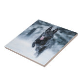 黒いドイツの羊飼い雪ダベットカバー タイル (側面)