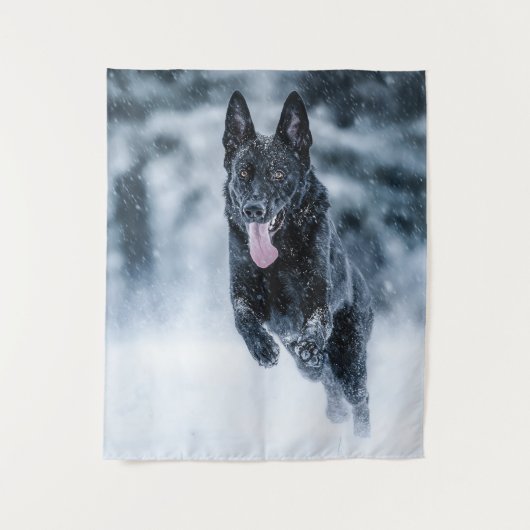 黒いドイツの羊飼い雪ダベットカバー タペストリー (正面)