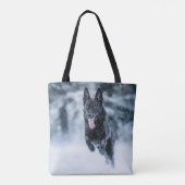 黒いドイツの羊飼い雪ダベットカバー トートバッグ (裏面)