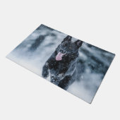 黒いドイツの羊飼い雪ダベットカバー ドアマット (アングル)