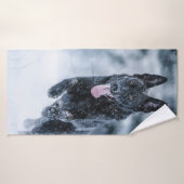 黒いドイツの羊飼い雪ダベットカバー バスタオル (バスタオル)