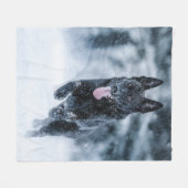 黒いドイツの羊飼い雪ダベットカバー フリースブランケット (正面(横))