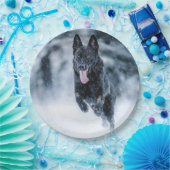 黒いドイツの羊飼い雪ダベットカバー ペーパープレート (パーティー)