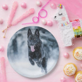 黒いドイツの羊飼い雪ダベットカバー ペーパープレート (パーティー)