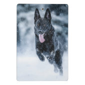 黒いドイツの羊飼い雪ダベットカバー ミニクリップボード (裏面)