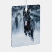 黒いドイツの羊飼い雪ダベットカバー メタルオーナメント (正面右)