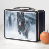 黒いドイツの羊飼い雪ダベットカバー メタルランチボックス (インサイチュ)