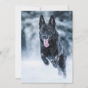 黒いドイツの羊飼い雪ダベットカバー 招待状