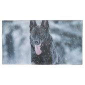 黒いドイツの羊飼い雪ダベットカバー 枕カバー (正面)