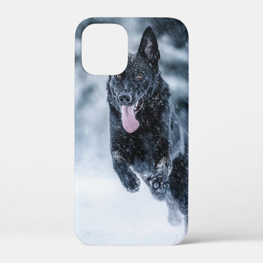 黒いドイツの羊飼い雪ダベットカバー Case-Mate iPhoneケース (裏面)