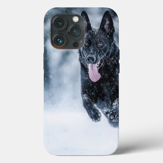 黒いドイツの羊飼い雪ダベットカバー Case-Mate iPhoneケース (裏面)
