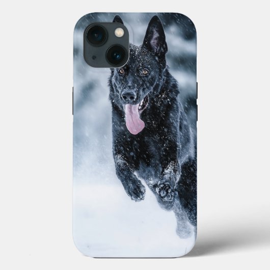 黒いドイツの羊飼い雪ダベットカバー Case-Mate iPhoneケース (裏面)