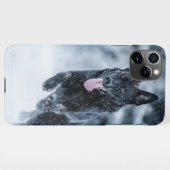 黒いドイツの羊飼い雪ダベットカバー iPhoneケース (裏面横)