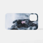 黒いドイツの羊飼い雪ダベットカバー iPhoneケース (裏面横)