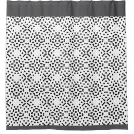 黒いドットで作られた幾何学的な4つのローブのパターン シャワーカーテン