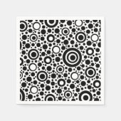 黒いドットと円パターン+テキストと背景。 スタンダードカクテルナプキン (正面)