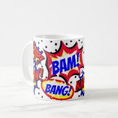 黒いドットのコミック風吹き出し コーヒーマグカップ (正面左)
