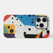黒いドットのコラージュペーパー iPhoneケース (裏面横)
