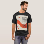 黒いドットを持つオレンジ色の波形 Tシャツ (正面フル)