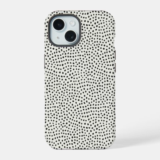 黒いドットパターン iPhone 15ケース (裏面)