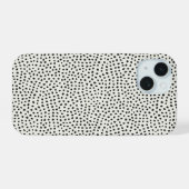 黒いドットパターン iPhone 15ケース (裏面横)