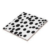 黒いドット白い背景の牛のダルマチアン犬 タイル (側面)