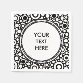 黒いドット&円グリッド+バックグランド。&文字 スタンダードカクテルナプキン (正面)