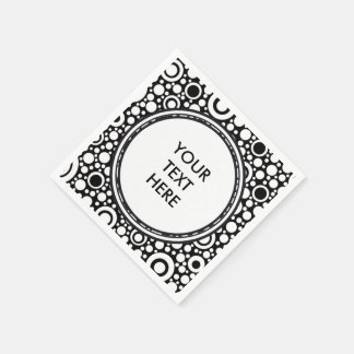 黒いドット&円グリッド+バックグランド。&文字 スタンダードカクテルナプキン