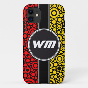 黒いドット&円グリッド+バックグランド。&文字 iPhone 11 ケース