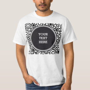 黒いドット&円グリッド+バックグランド。&文字 Tシャツ