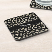 黒いドパーソナライズされたミノという名前 コースター (左側)