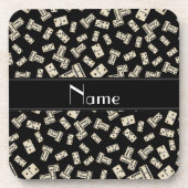 黒いドパーソナライズされたミノという名前 コースター (正面)