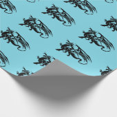 黒いドラゴンのシルエット ラッピングペーパー (角)