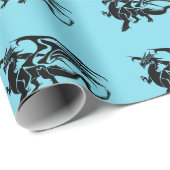 黒いドラゴンのシルエット ラッピングペーパー (ロールコーナー)