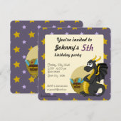 黒いドラゴンの漫画の誕生日印刷招待状 招待状 (正面/裏面)