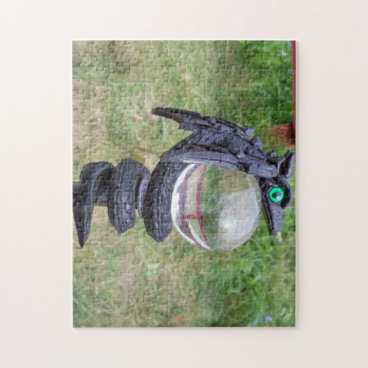 黒いドラゴンの球体のパズル ジグソーパズル (縦)