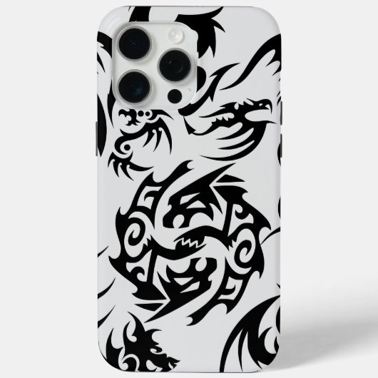 黒いドラゴンズのパターンの輪郭bオフ白BG 1A Case-Mate iPhoneケース (裏面)