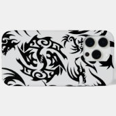 黒いドラゴンズのパターンの輪郭bオフ白BG 1A Case-Mate iPhoneケース (裏面 (横))