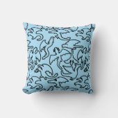 黒いドラゴンズ模様の輪郭b L青BG クッション (正面)