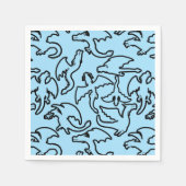 黒いドラゴンズ模様の輪郭b L青BG スタンダードカクテルナプキン (正面)