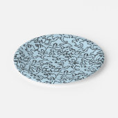 黒いドラゴンズ模様の輪郭b L青BG ペーパープレート (アングル)