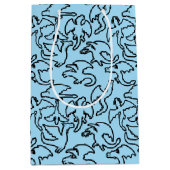 黒いドラゴンズ模様の輪郭b L青BG ミディアムペーパーバッグ (正面)